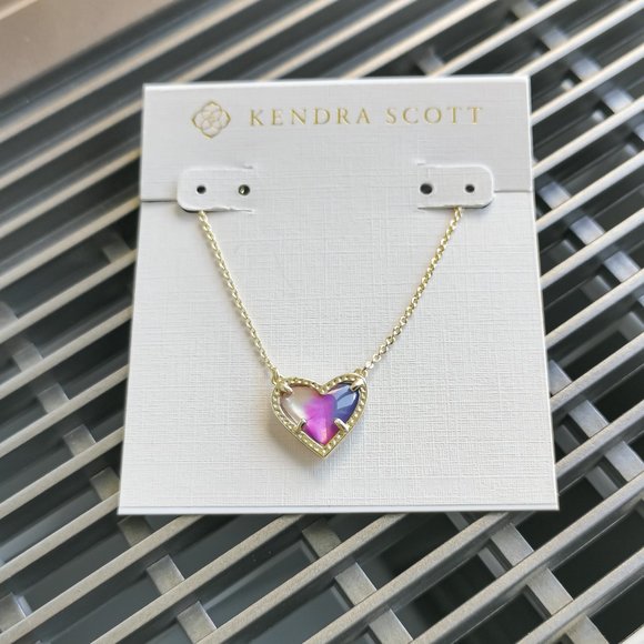 Kendra Scott Jewelry Ari Heart Pendant Necklace Gold Watercolor